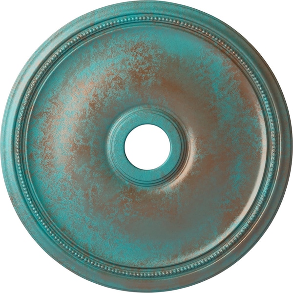 Ekena Millwork Theia Ceiling Medallion (Canopies up to 6 3/4"), 24"OD x 3 5/8"ID x 1 3/4"P, Copper Green Patina CM24THCGS - main